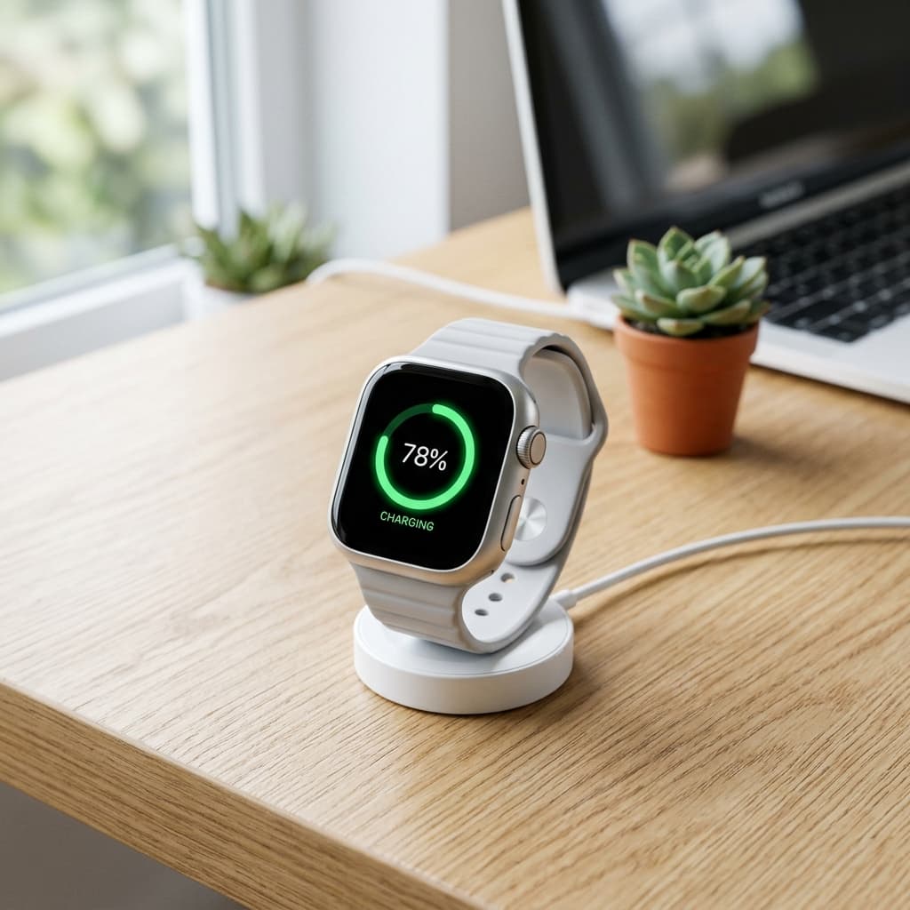 Smartwatch GS10 Mini Prata carregando por indução