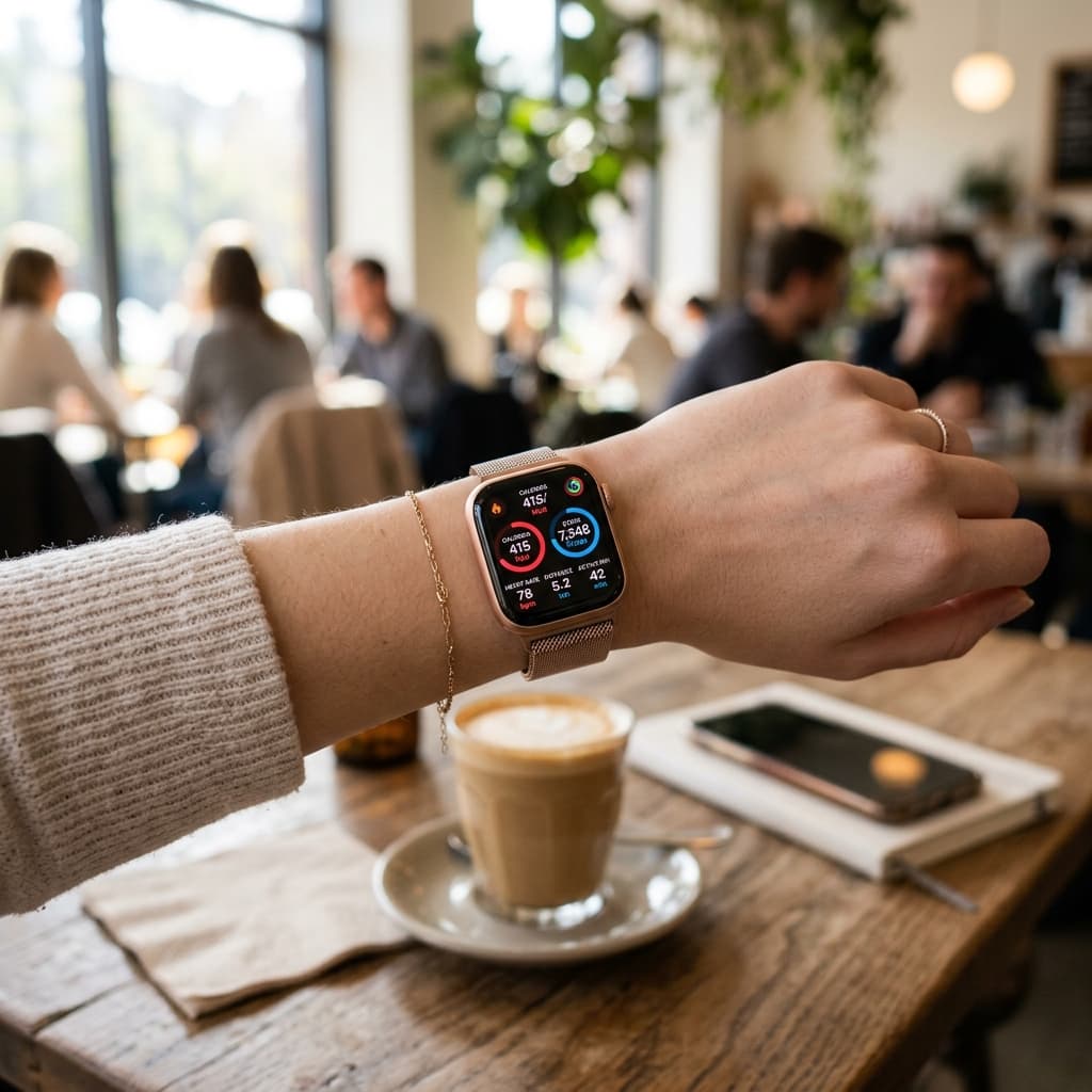 Smartwatch GS10 Mini Rose Gold no pulso