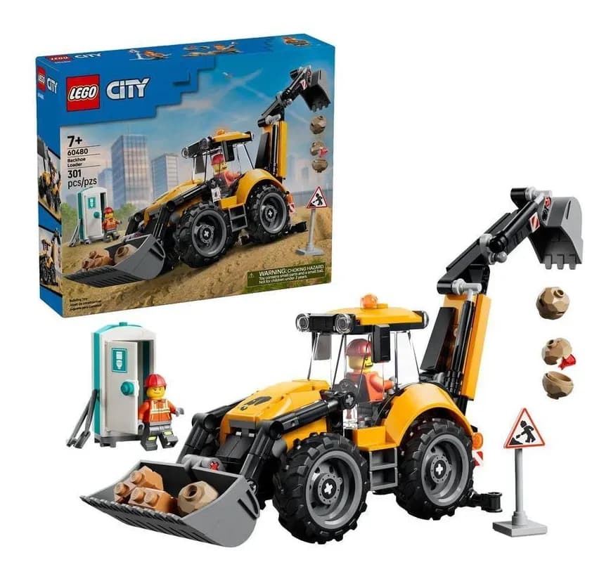 Conjunto LEGO City 60480 Embalagem e Retroescavadeira de Obra