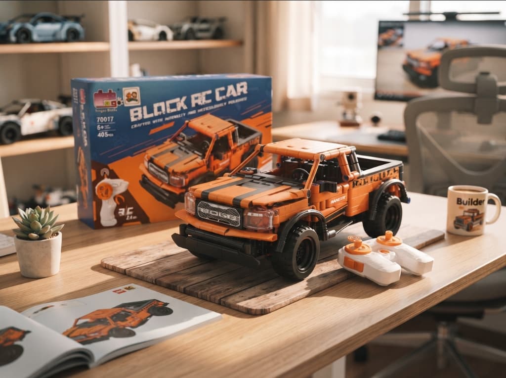 Picape Off-Road RC 4x4 Blocos de Montar com Controle Remoto 2.4GHz 405 Peças (70017) — Ranger Desert Orange