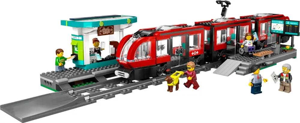 Cenário Completo Montado LEGO City Bonde com Trilhos e Plataforma