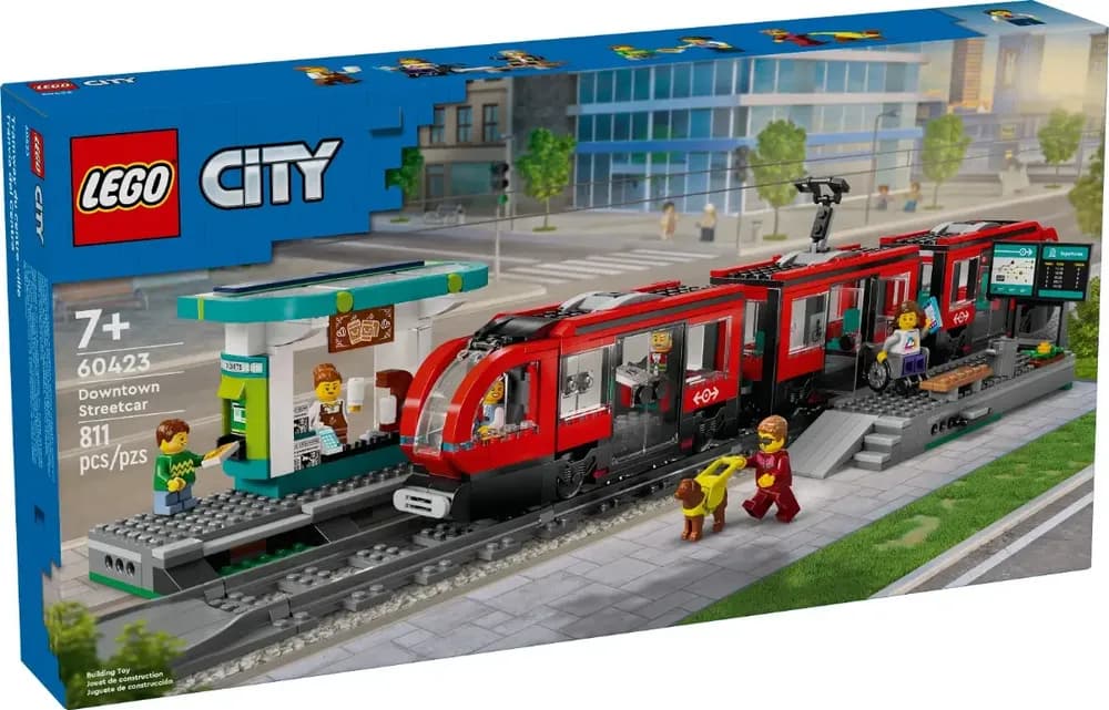 Perspectiva da Embalagem Original LEGO City Bonde e Estação