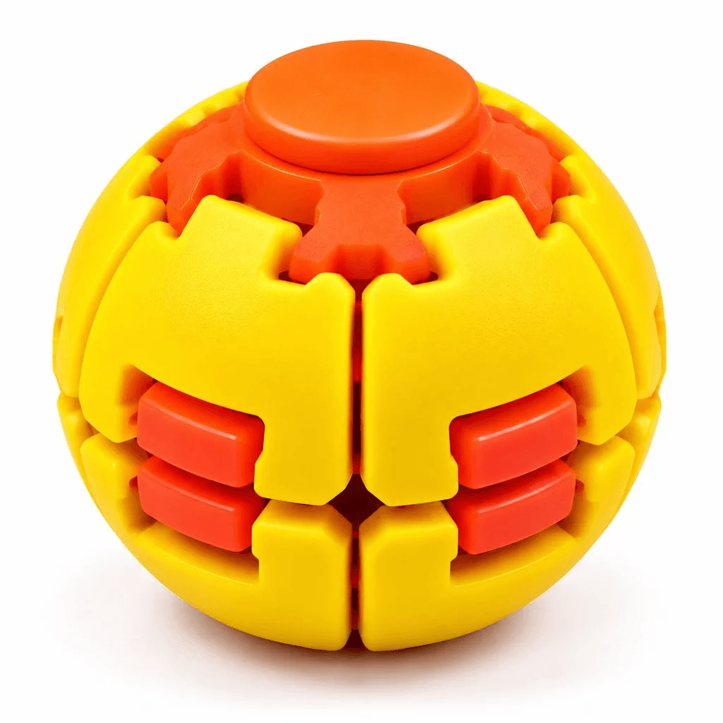 Spinner Ball Fidget Toy Detalhe Esfera Amarela e Laranja