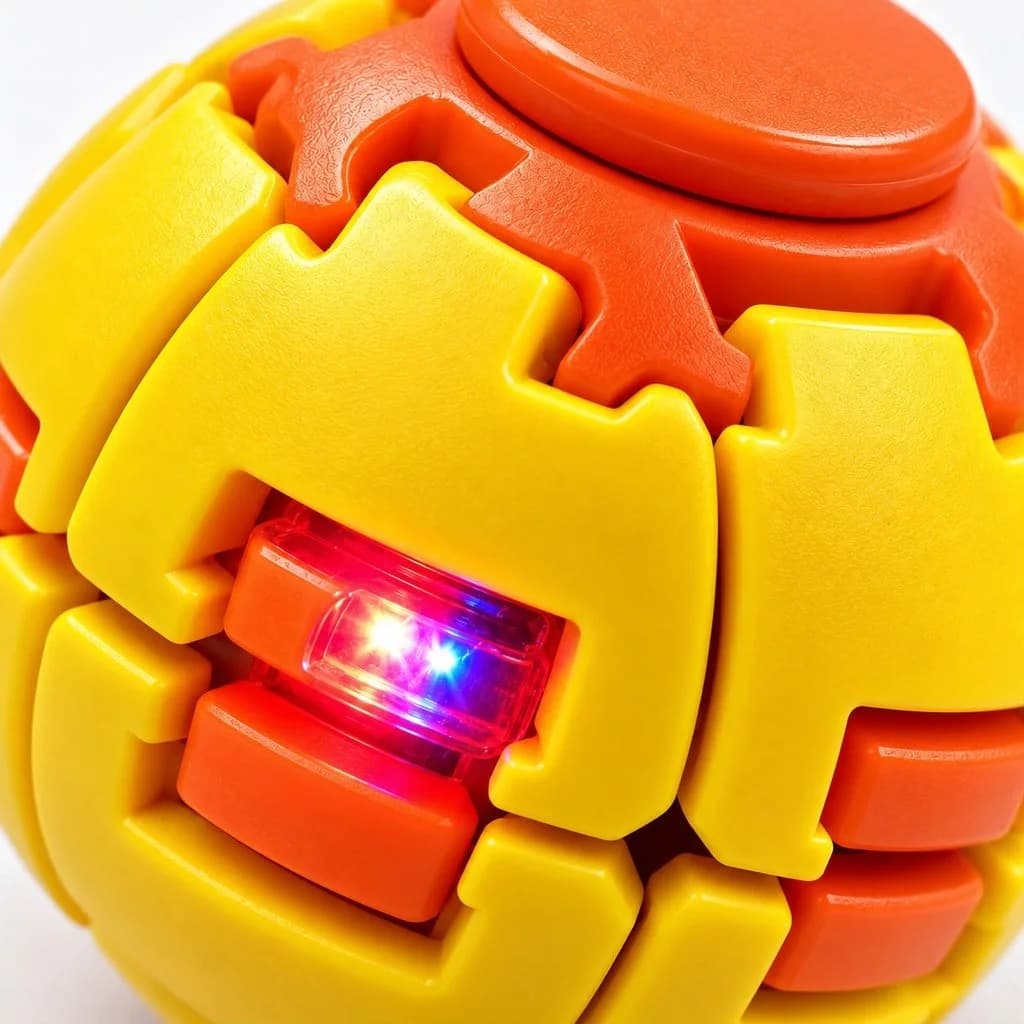 Detalhe em Macro dos LEDs Coloridos Embutidos no Mecanismo do Spinner Ball