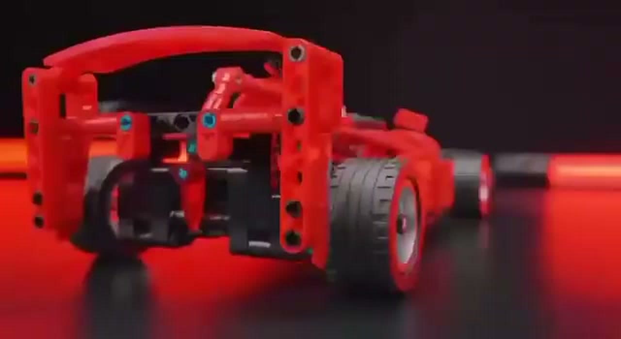 Carrinho F1 Ferrari Blocos de Montar 455 Peças Aerofólio Traseiro e Rodas Largas