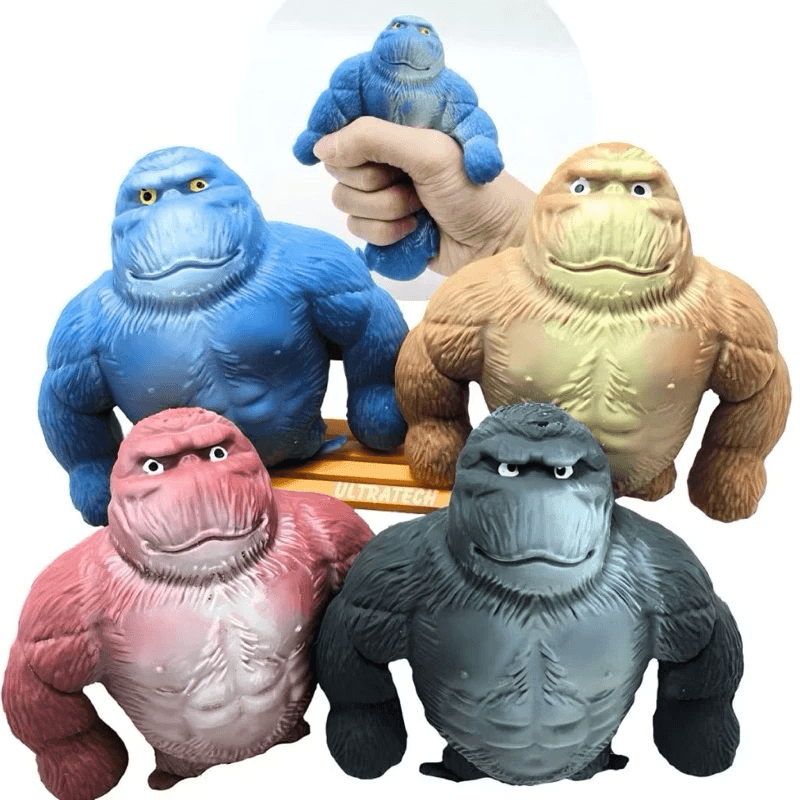 Boneco Gorila Antiestresse Cores Variadas - Azul, Marrom, Vermelho e Preto