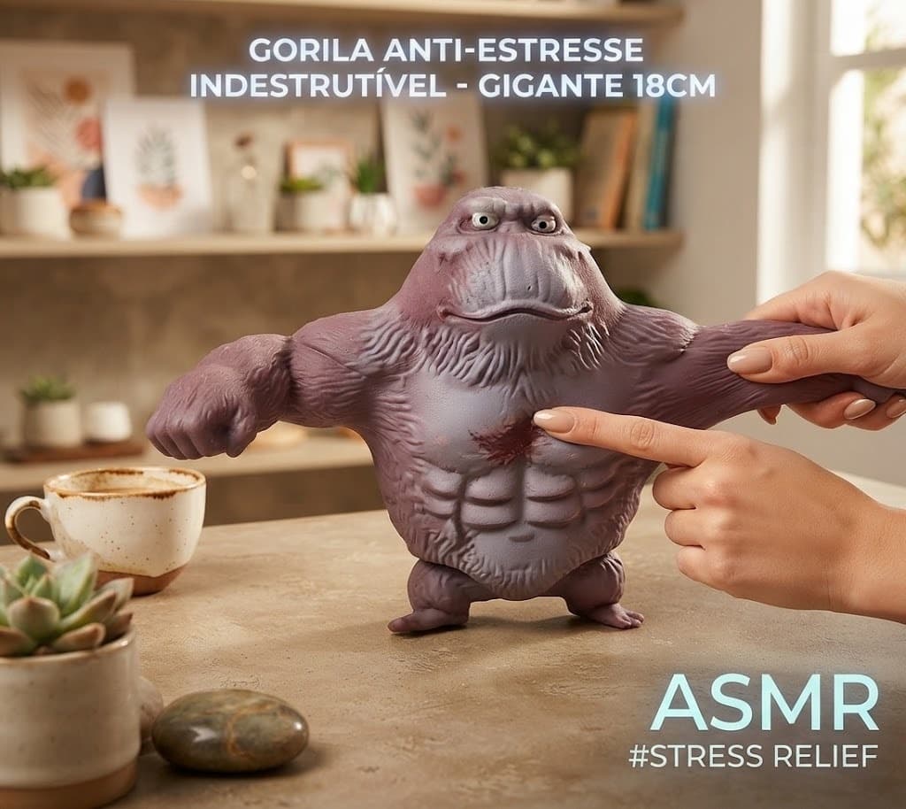 Gorila Anti-Estresse Indestrutível Gigante 18cm ASMR Stress Relief