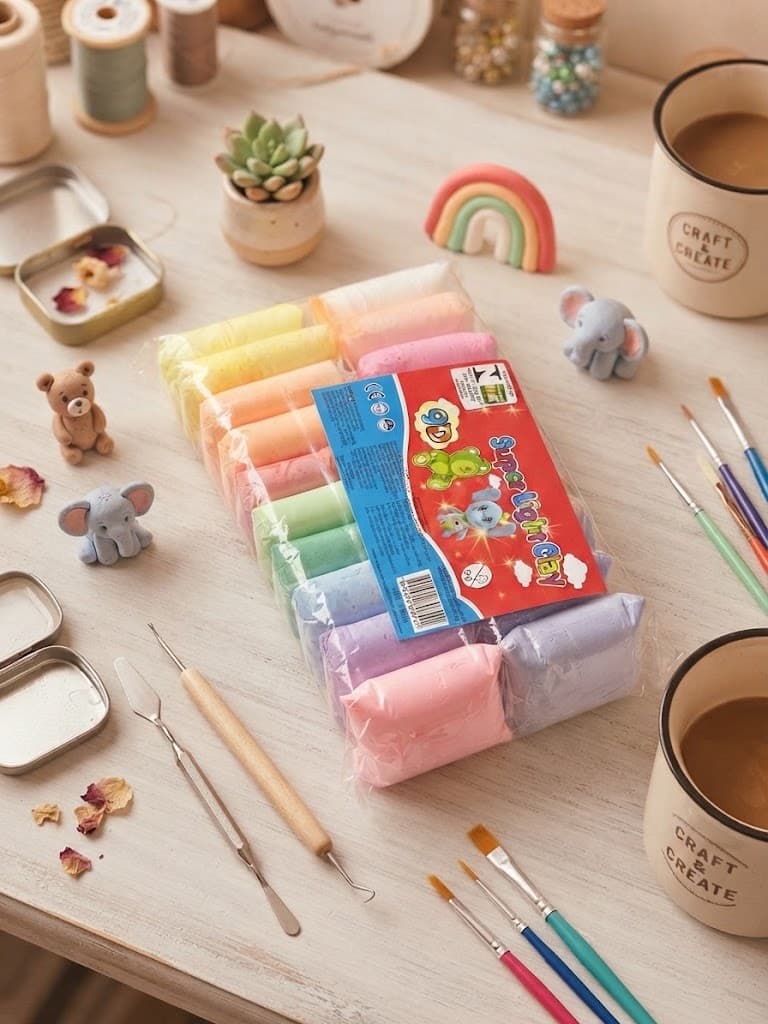Kit Argila Mágica Super Leve 24 Cores com Ferramentas — Massa de Modelar Sensorial Air Dry Clay