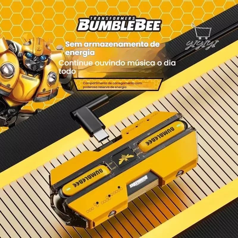 Fone Transformers Bumblebee Estojo de Carregamento USB Tipo C