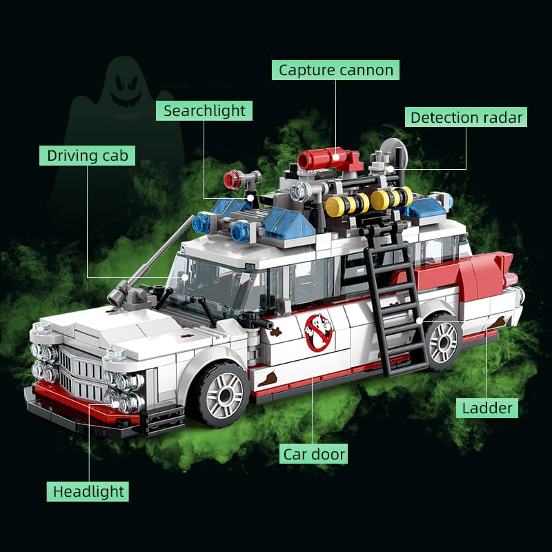 Blocos de Montar Carro Caça-Fantasmas Ecto-1 562pcs MOC Retrô - Imagem 3
