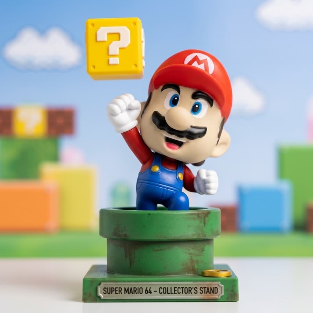 Boneco Mario saindo do cano verde com bloco interrogação vitória