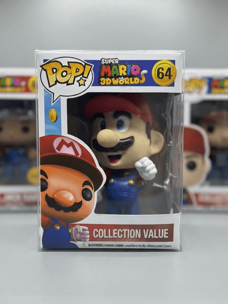 Foto real do Funko Pop Super Mario 3D World 64 na caixa