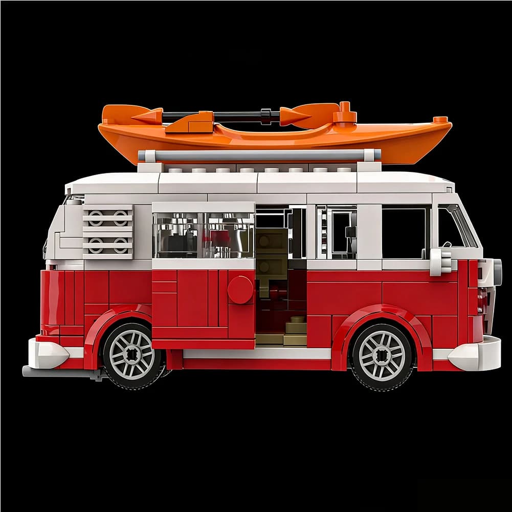 Blocos de Montar Kombi Clássica T1 Camper Van MOC Retrô - Imagem 3