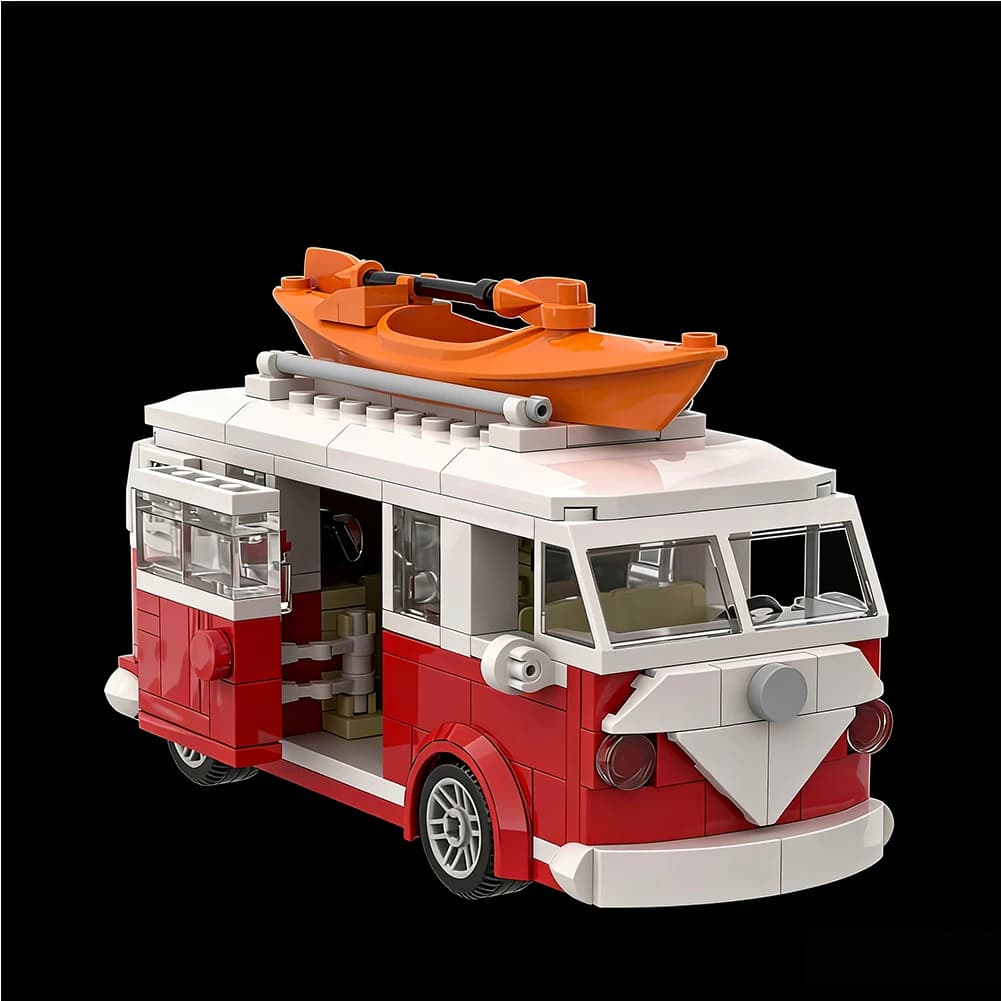 Blocos de Montar Kombi Clássica T1 Camper Van MOC Retrô - Imagem 4