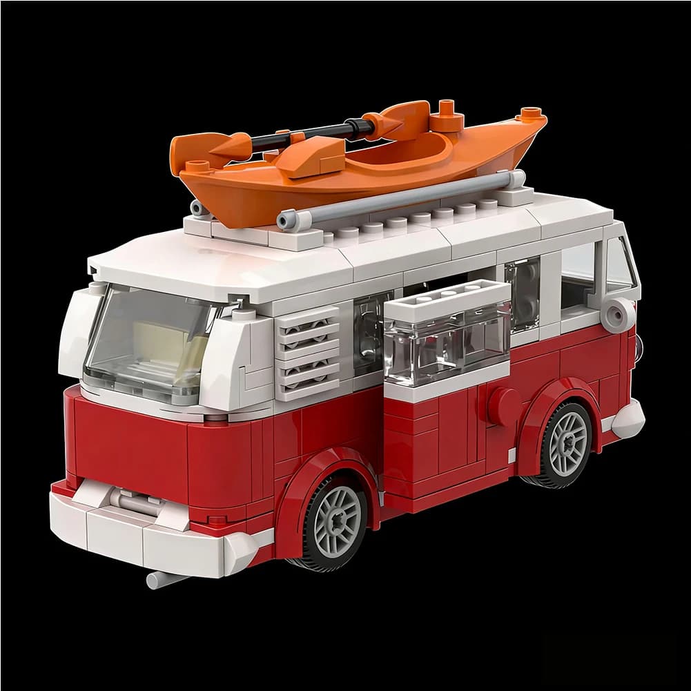 Blocos de Montar Kombi Clássica T1 Camper Van MOC Retrô - Imagem 5