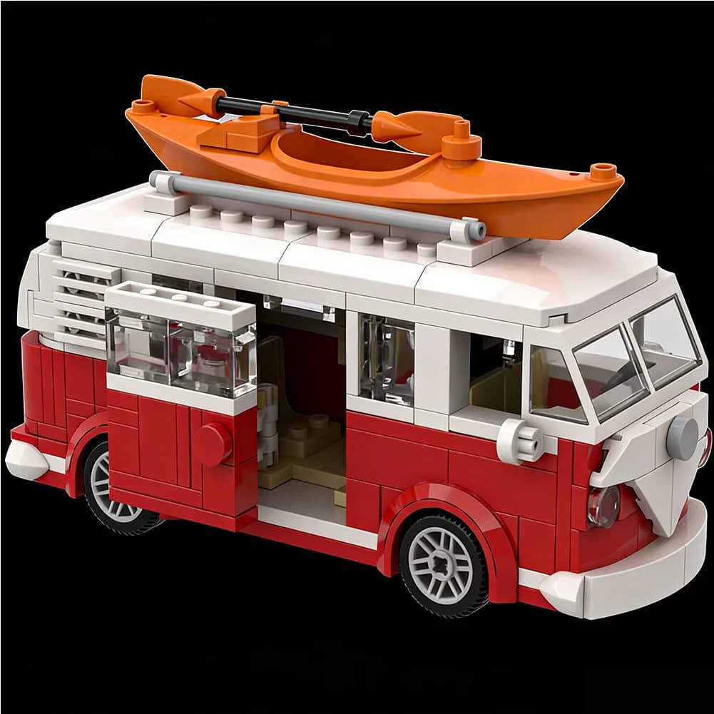 Blocos de Montar Kombi Clássica T1 Camper Van MOC Retrô - Imagem 6