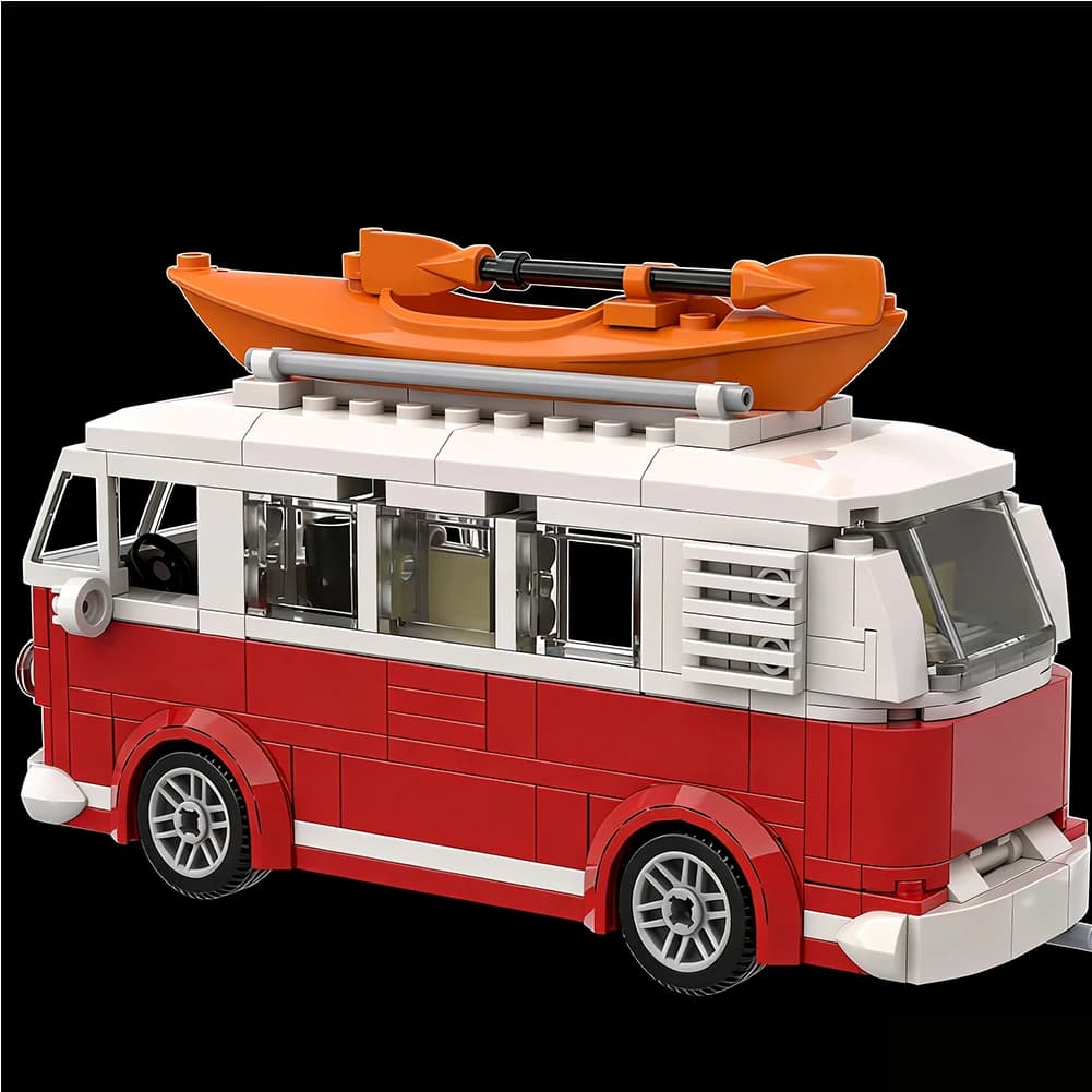 Blocos de Montar Kombi Clássica T1 Camper Van MOC Retrô - Imagem 7