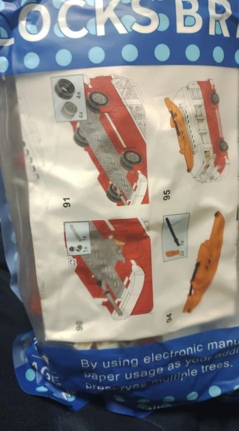 Blocos de Montar Kombi Clássica T1 Camper Van MOC Retrô - Imagem 8