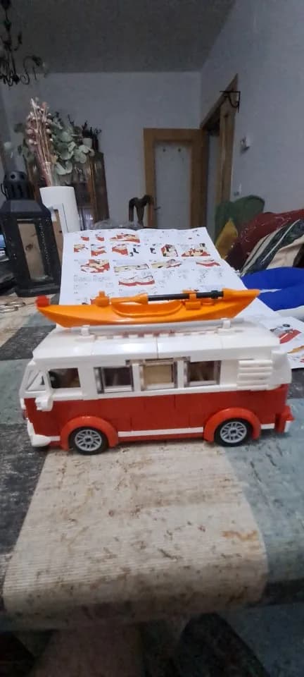Blocos de Montar Kombi Clássica T1 Camper Van MOC Retrô - Imagem 9