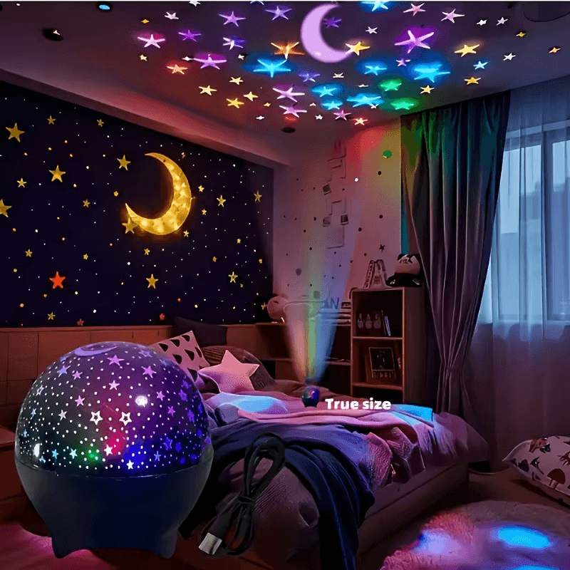 Luminária Projetor de Estrelas e Galáxia 360° — Abajur Infantil Céu Estrelado com LED RGB