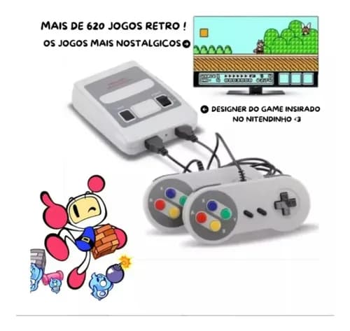 Console Retrô com 620 Jogos Nostálgicos